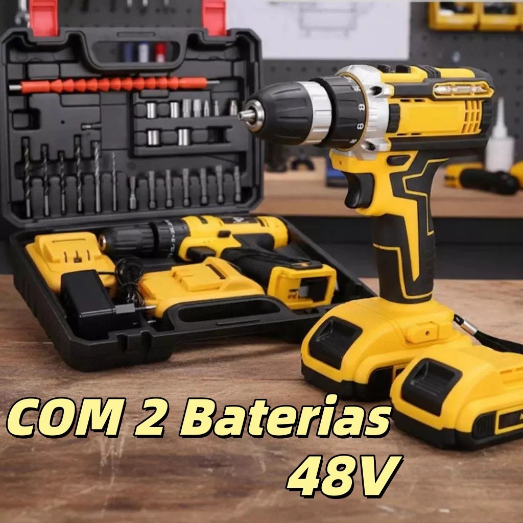 ️ Parafusadeira Furadeira 48V 2 Baterias Com Maleta e Acessórios Completo