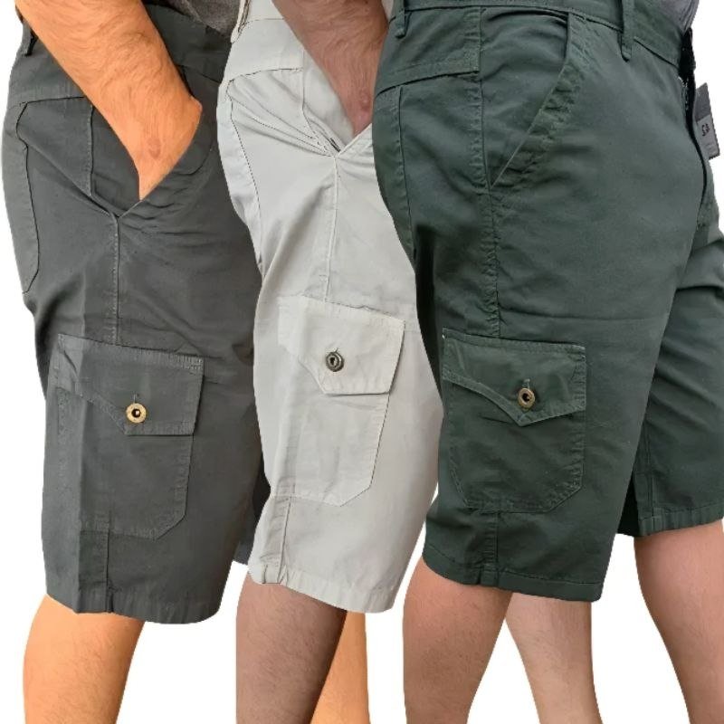 ️ Bermuda Masculina Cargo Brim Sarja Premium