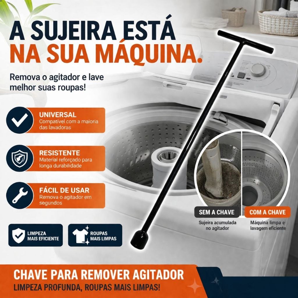 ️ Chave T  Longa Para máquina de lavar
